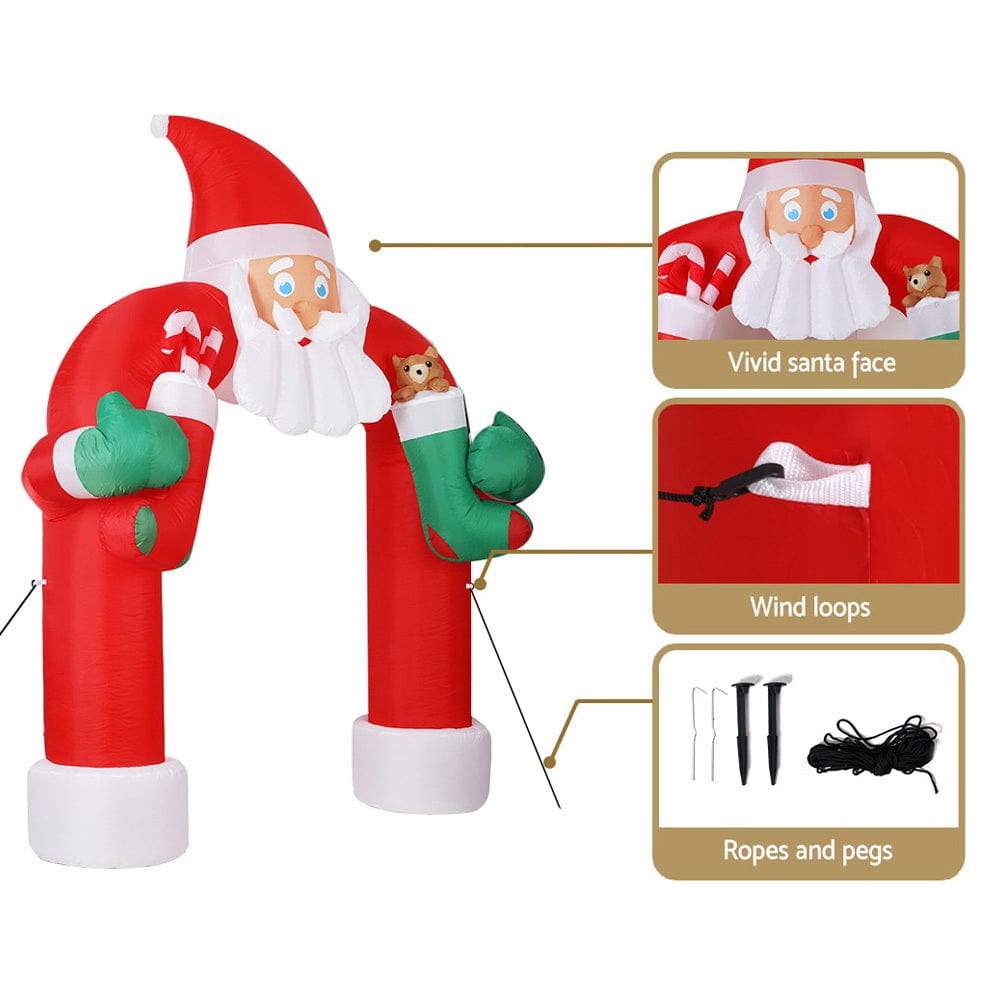 Jingle Jollys Occasions > Christmas > Christmas Decorations Jingle Jollys Christmas Inflatable Santa Archway 2.3M Outdoor Decorations Lights