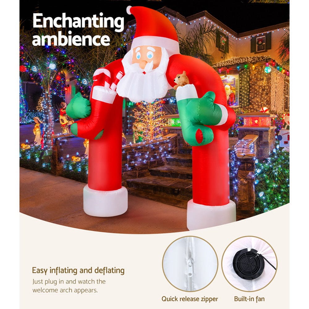 Jingle Jollys Occasions > Christmas > Christmas Decorations Jingle Jollys Christmas Inflatable Santa Archway 2.3M Outdoor Decorations Lights