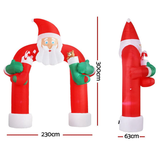 Jingle Jollys Occasions > Christmas > Christmas Decorations Jingle Jollys Christmas Inflatable Santa Archway 2.3M Outdoor Decorations Lights