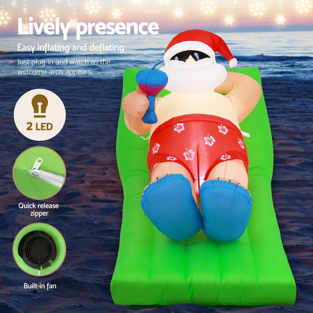 Jingle Jollys Occasions > Christmas > Christmas Decorations Jingle Jollys Christmas Inflatable Santa Bench 1.8M LED Illuminated Decorations