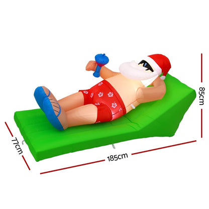 Jingle Jollys Occasions > Christmas > Christmas Decorations Jingle Jollys Christmas Inflatable Santa Bench 1.8M LED Illuminated Decorations