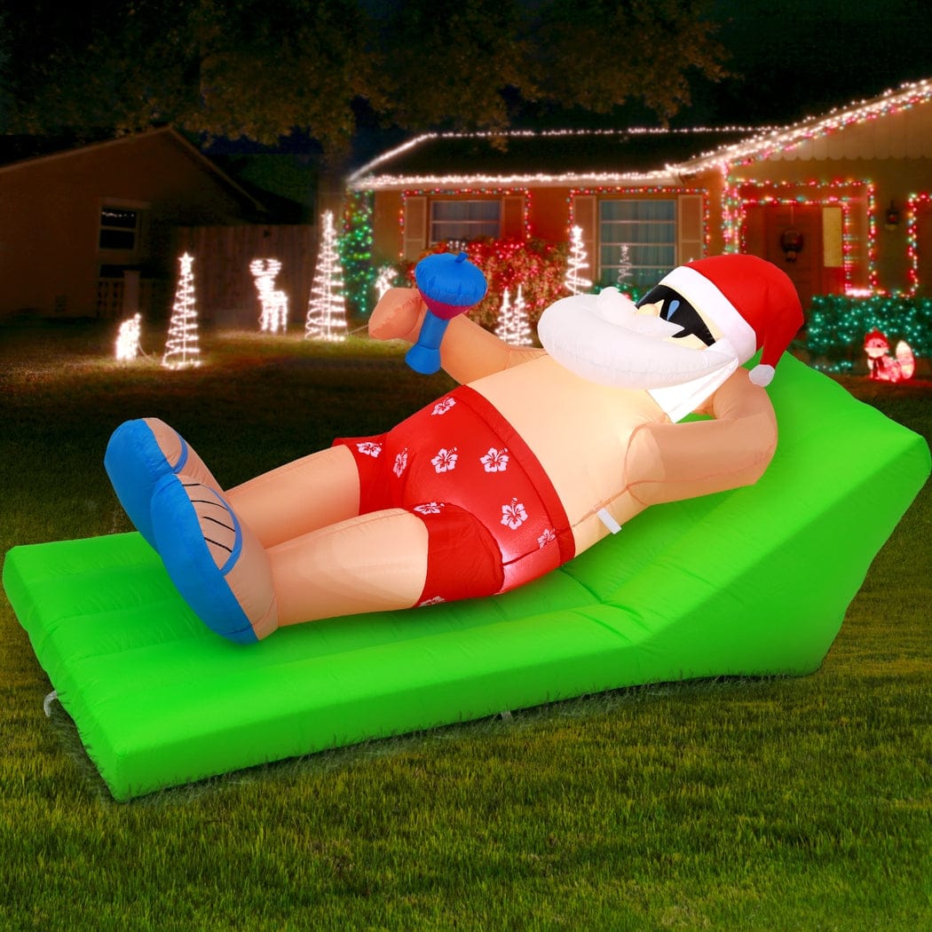 Jingle Jollys Occasions > Christmas > Christmas Decorations Jingle Jollys Christmas Inflatable Santa Bench 1.8M LED Illuminated Decorations