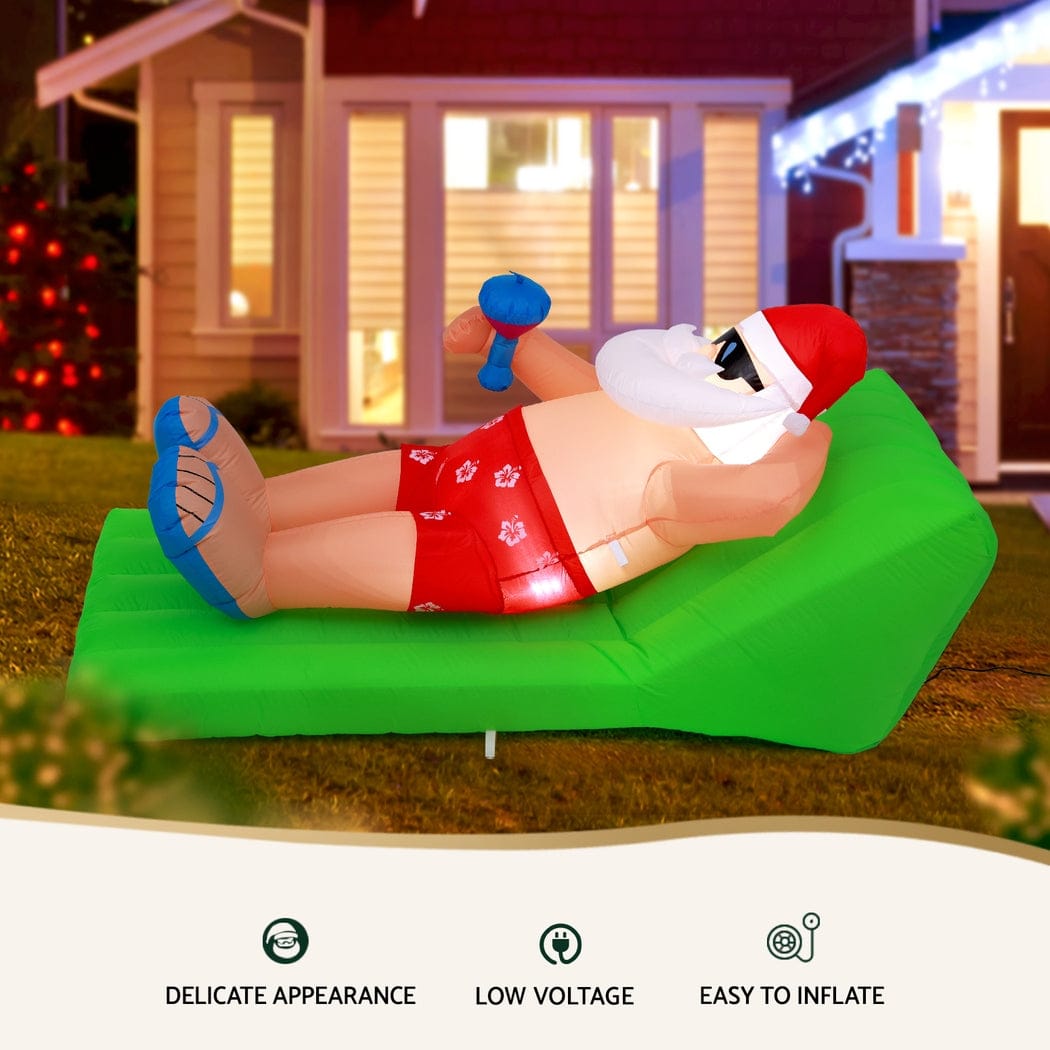 Jingle Jollys Occasions > Christmas > Christmas Decorations Jingle Jollys Christmas Inflatable Santa Bench 1.8M LED Illuminated Decorations