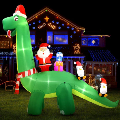 Jingle Jollys Occasions > Christmas > Christmas Decorations Jingle Jollys Christmas Inflatable Santa Dinosaur 3.8M Illuminated Decorations