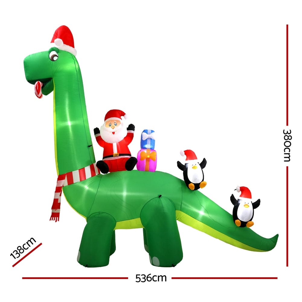Jingle Jollys Occasions > Christmas > Christmas Decorations Jingle Jollys Christmas Inflatable Santa Dinosaur 3.8M Illuminated Decorations