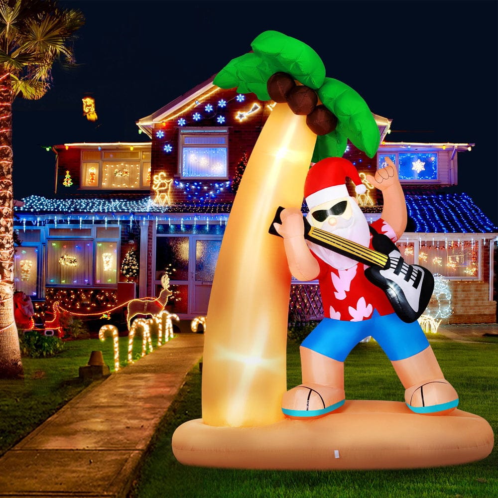 Jingle Jollys Occasions > Christmas > Christmas Decorations Jingle Jollys Christmas Inflatable Santa Guitar 2.1M Led Illuminated Decorations