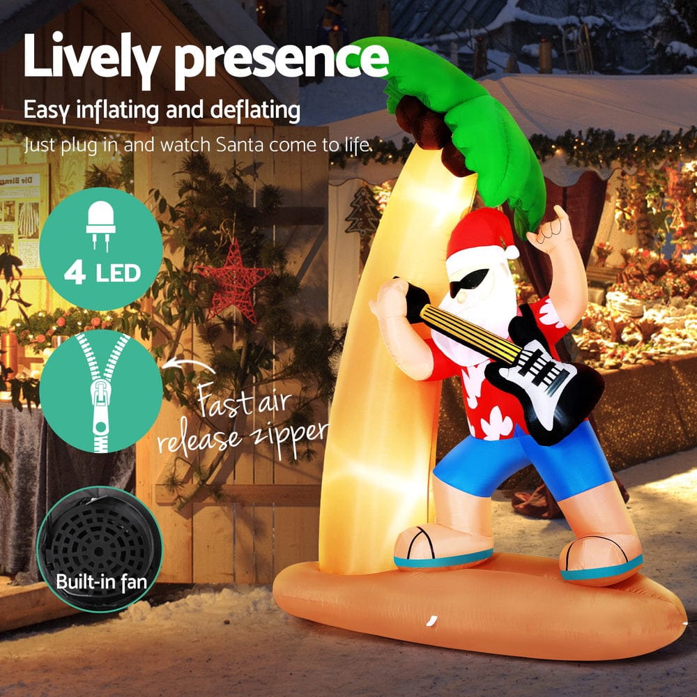 Jingle Jollys Occasions > Christmas > Christmas Decorations Jingle Jollys Christmas Inflatable Santa Guitar 2.1M Led Illuminated Decorations