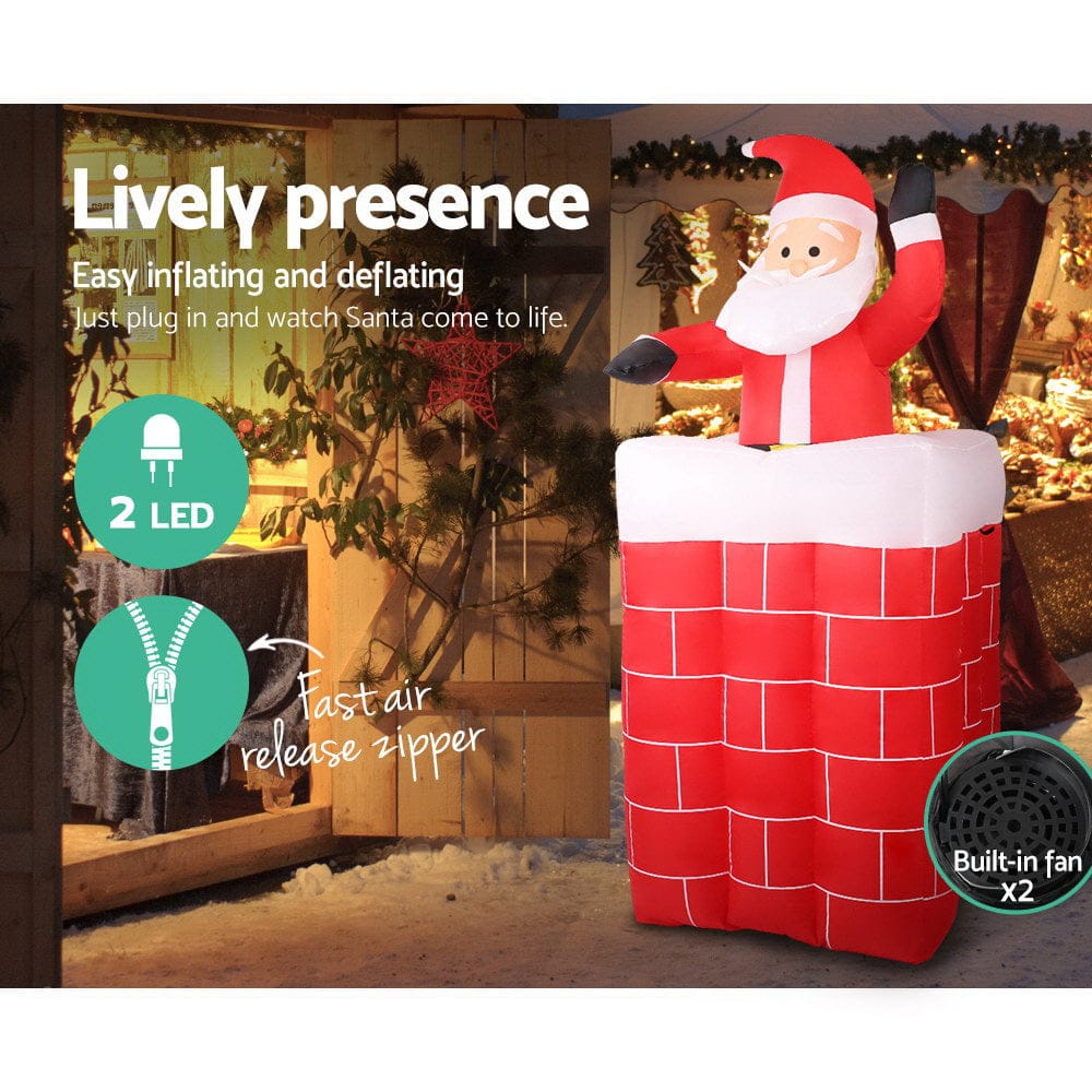 Jingle Jollys Occasions > Christmas > Christmas Decorations Jingle Jollys Christmas Inflatable Santa Pop Up 1.8M Illuminated Decorations