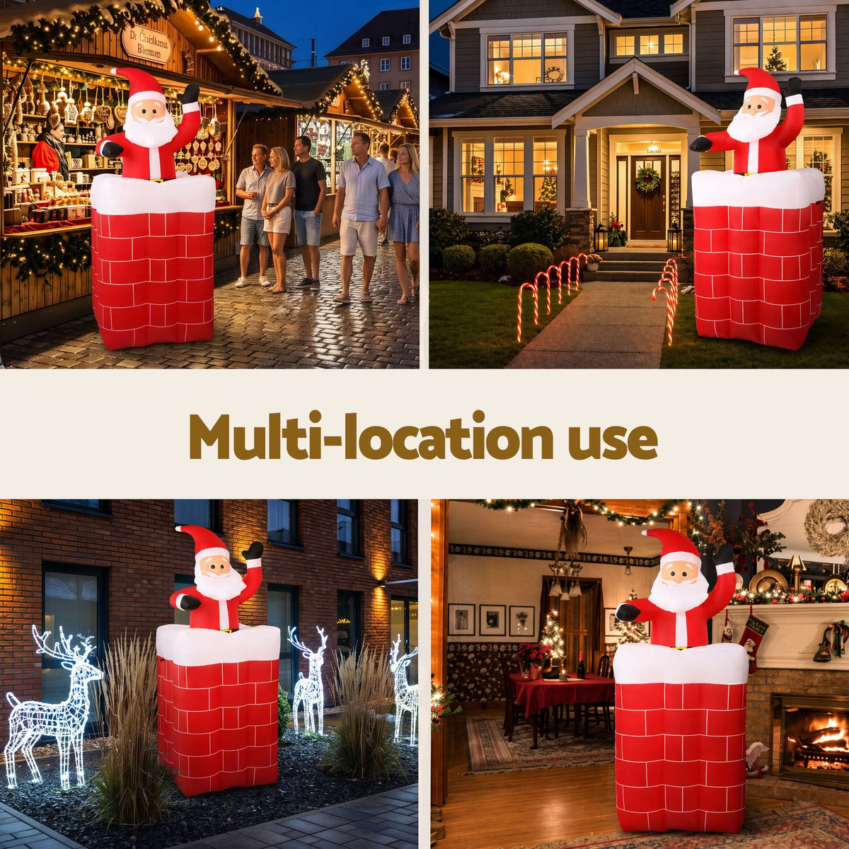 Jingle Jollys Occasions > Christmas > Christmas Decorations Jingle Jollys Christmas Inflatable Santa Pop Up 1.8M Illuminated Decorations