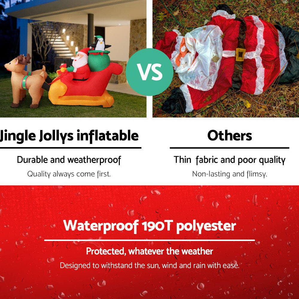 Jingle Jollys Occasions > Christmas > Christmas Decorations Jingle Jollys Christmas Inflatable Santa Sleigh 2.2M Illuminated Decorations