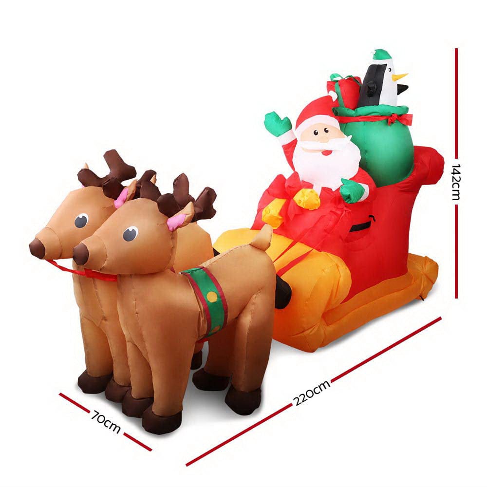 Jingle Jollys Occasions > Christmas > Christmas Decorations Jingle Jollys Christmas Inflatable Santa Sleigh 2.2M Illuminated Decorations