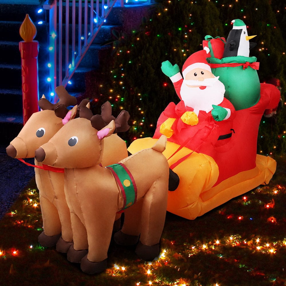 Jingle Jollys Occasions > Christmas > Christmas Decorations Jingle Jollys Christmas Inflatable Santa Sleigh 2.2M Illuminated Decorations