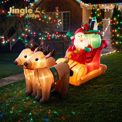 Jingle Jollys Occasions > Christmas > Christmas Decorations Jingle Jollys Christmas Inflatable Santa Sleigh 2.2M Illuminated Decorations