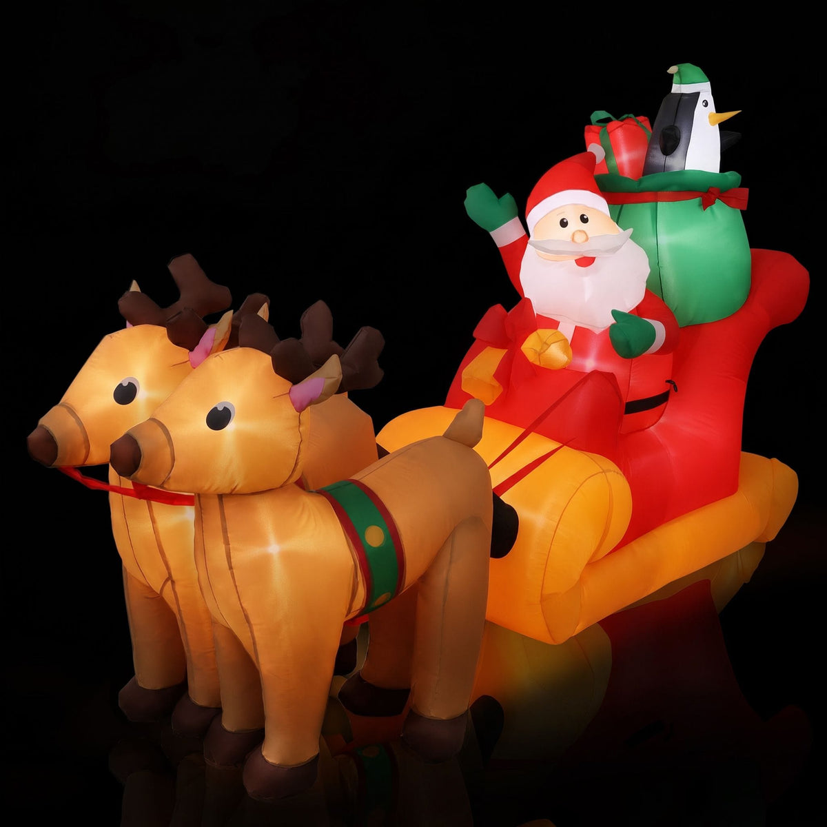 Jingle Jollys Occasions > Christmas > Christmas Decorations Jingle Jollys Christmas Inflatable Santa Sleigh 2.2M Illuminated Decorations
