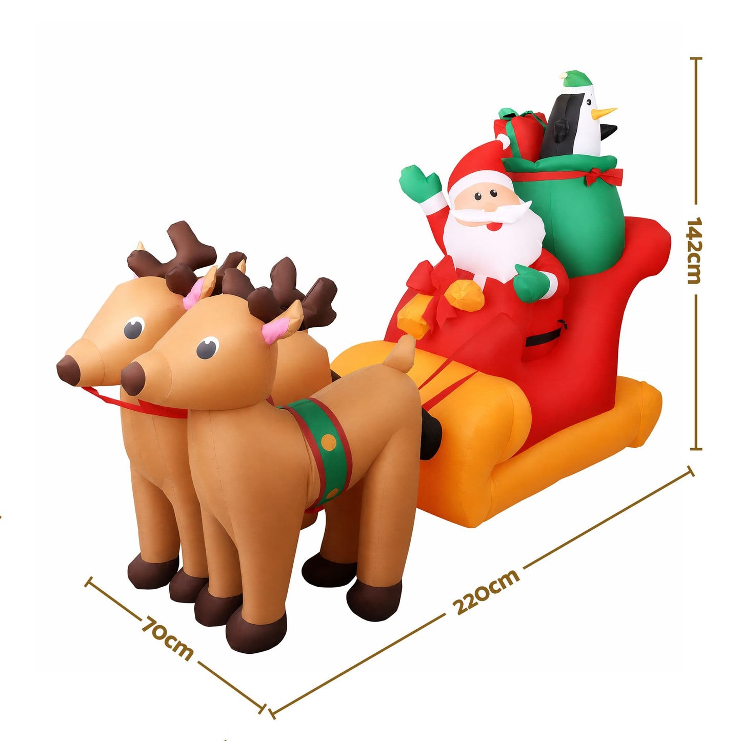 Jingle Jollys Occasions > Christmas > Christmas Decorations Jingle Jollys Christmas Inflatable Santa Sleigh 2.2M Illuminated Decorations