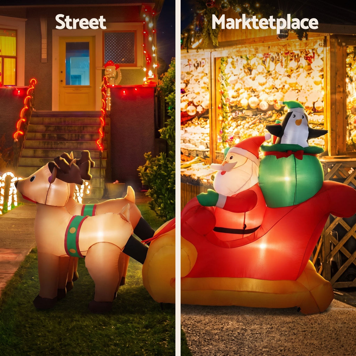 Jingle Jollys Occasions > Christmas > Christmas Decorations Jingle Jollys Christmas Inflatable Santa Sleigh 2.2M Illuminated Decorations