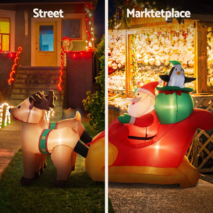 Jingle Jollys Occasions > Christmas > Christmas Decorations Jingle Jollys Christmas Inflatable Santa Sleigh 2.2M Illuminated Decorations