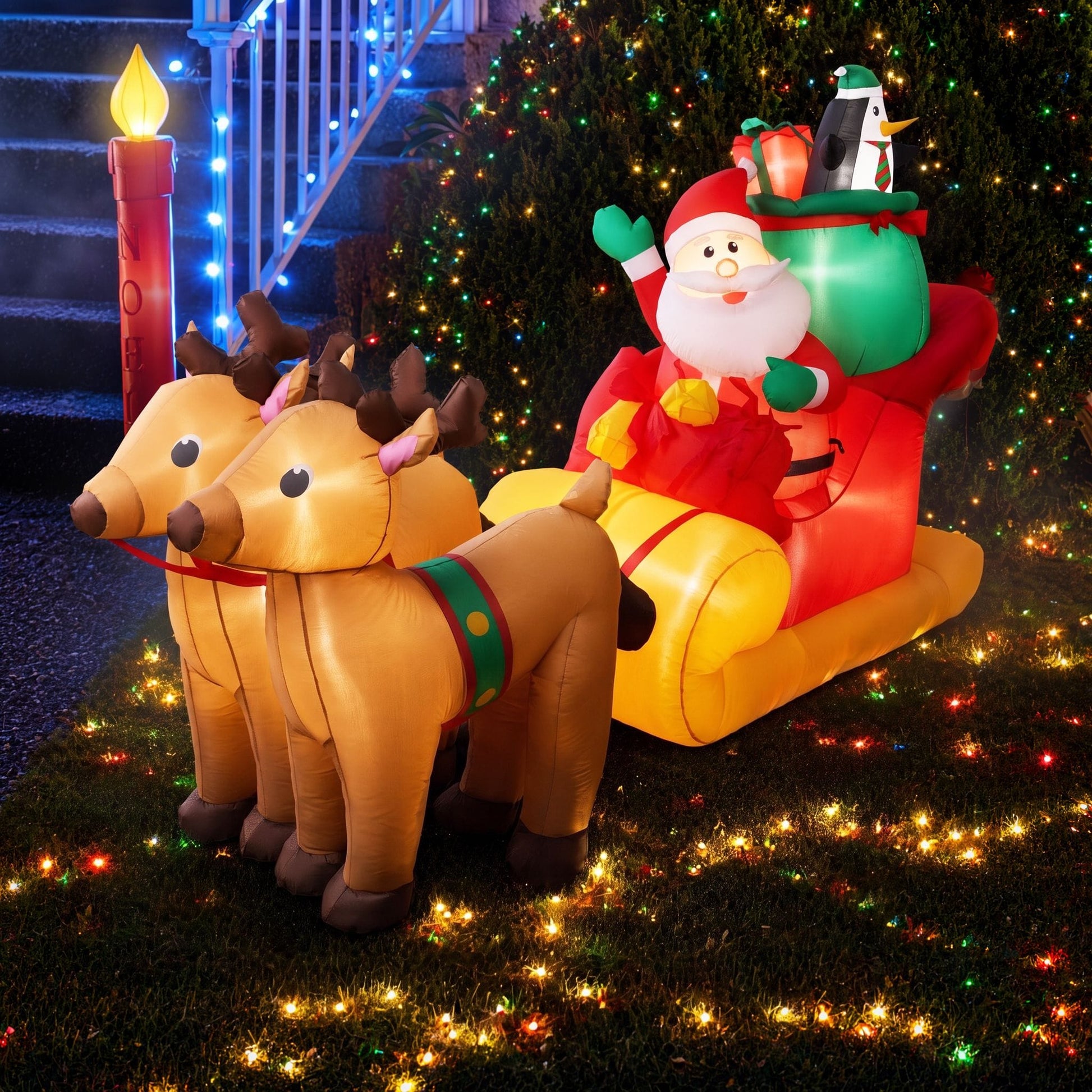 Jingle Jollys Occasions > Christmas > Christmas Decorations Jingle Jollys Christmas Inflatable Santa Sleigh 2.2M Illuminated Decorations