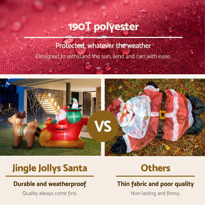 Jingle Jollys Occasions > Christmas > Christmas Decorations Jingle Jollys Christmas Inflatable Santa Sleigh 2.2M Illuminated Decorations