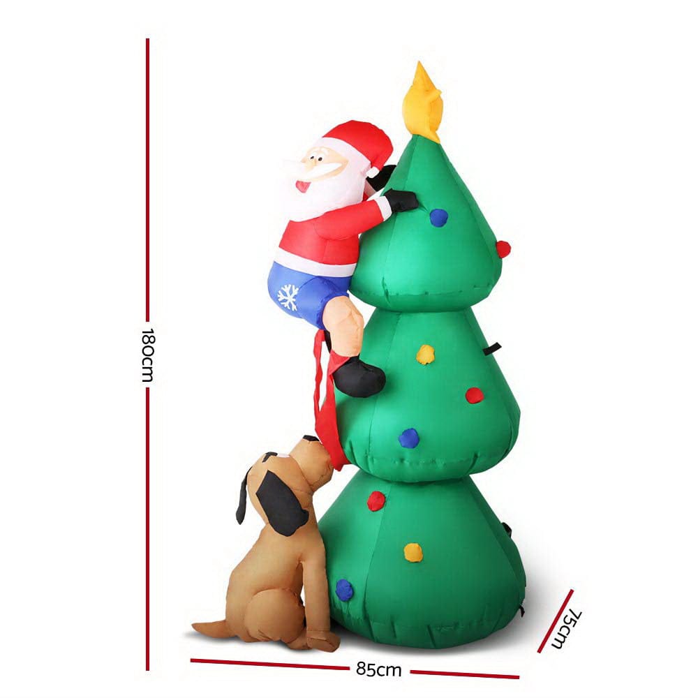 Jingle Jollys Occasions > Christmas > Christmas Decorations Jingle Jollys Christmas Inflatable Santa Tree 1.8M Illuminated Decorations