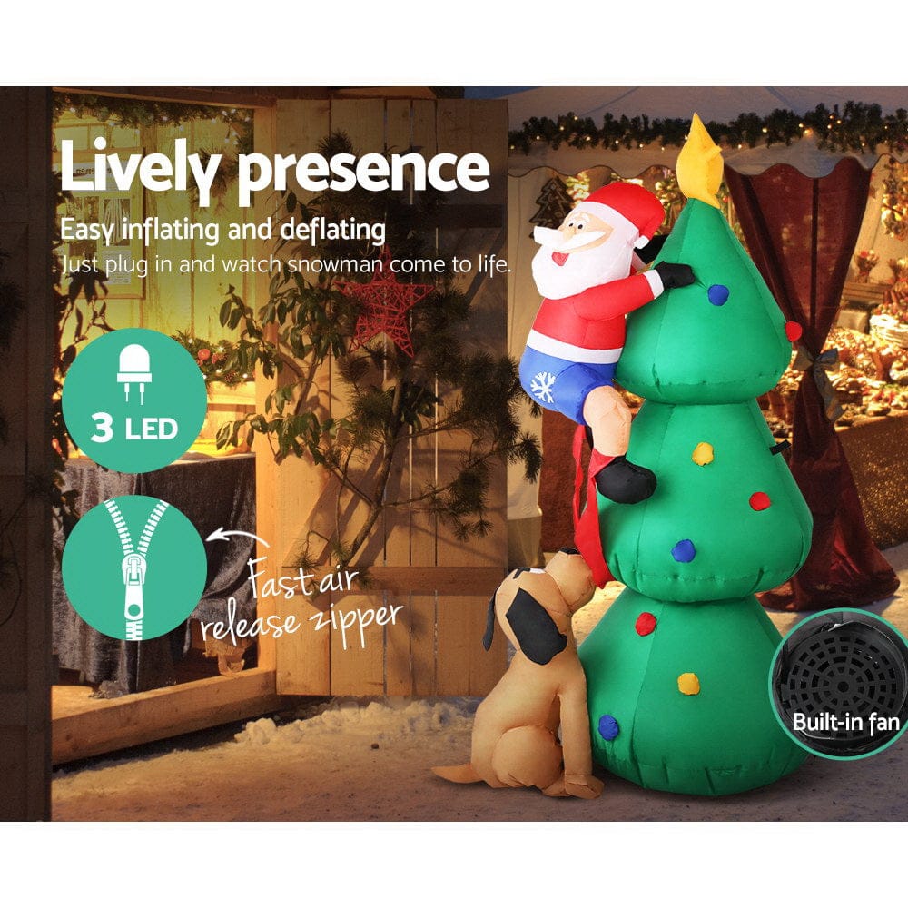 Jingle Jollys Occasions > Christmas > Christmas Decorations Jingle Jollys Christmas Inflatable Santa Tree 1.8M Illuminated Decorations