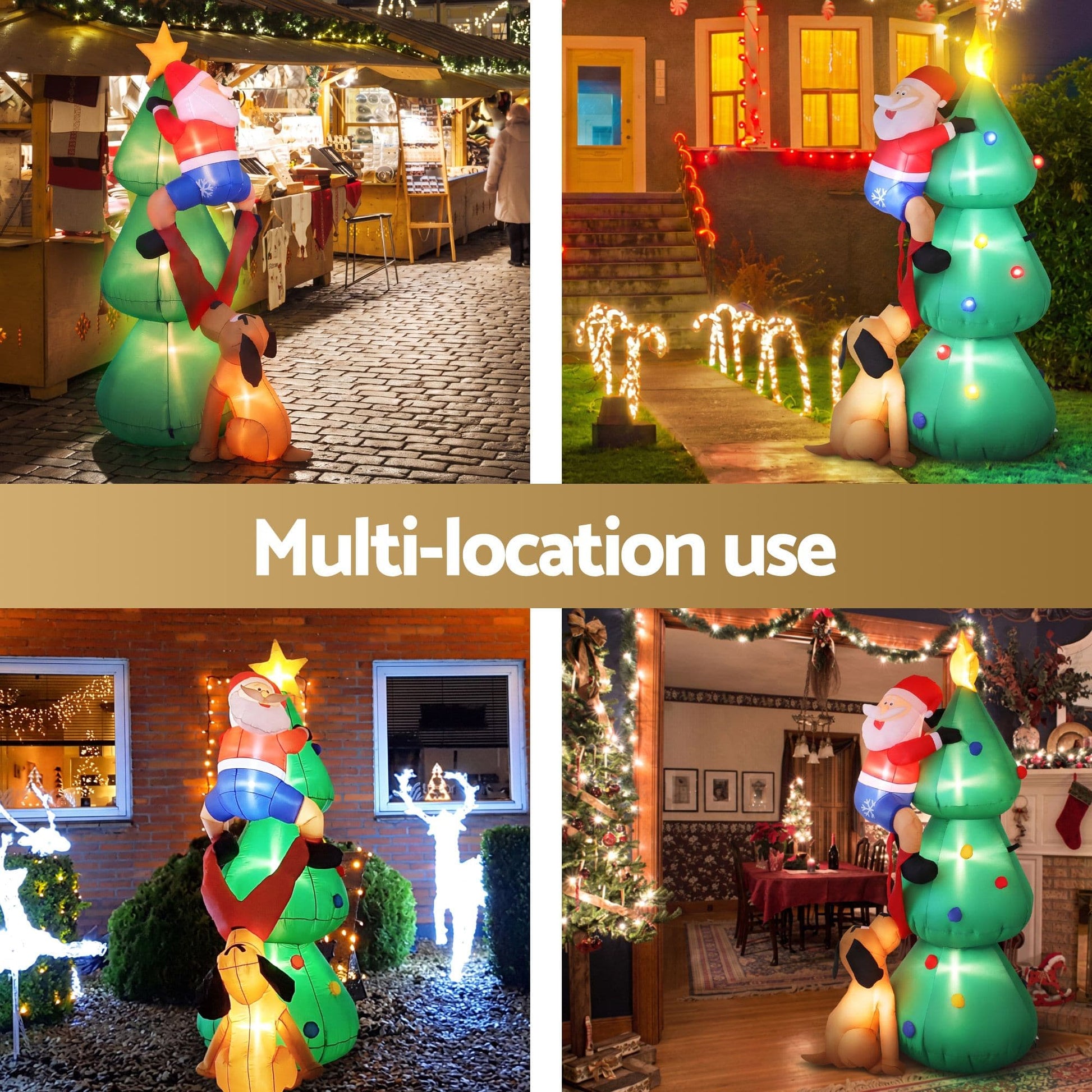Jingle Jollys Occasions > Christmas > Christmas Decorations Jingle Jollys Christmas Inflatable Santa Tree 1.8M Illuminated Decorations