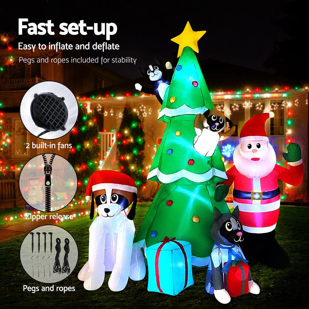 Jingle Jollys Occasions > Christmas > Christmas Decorations Jingle Jollys Christmas Inflatable Santa Tree 3M Illuminated Decorations