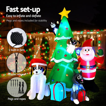 Jingle Jollys Occasions > Christmas > Christmas Decorations Jingle Jollys Christmas Inflatable Santa Tree 3M Illuminated Decorations