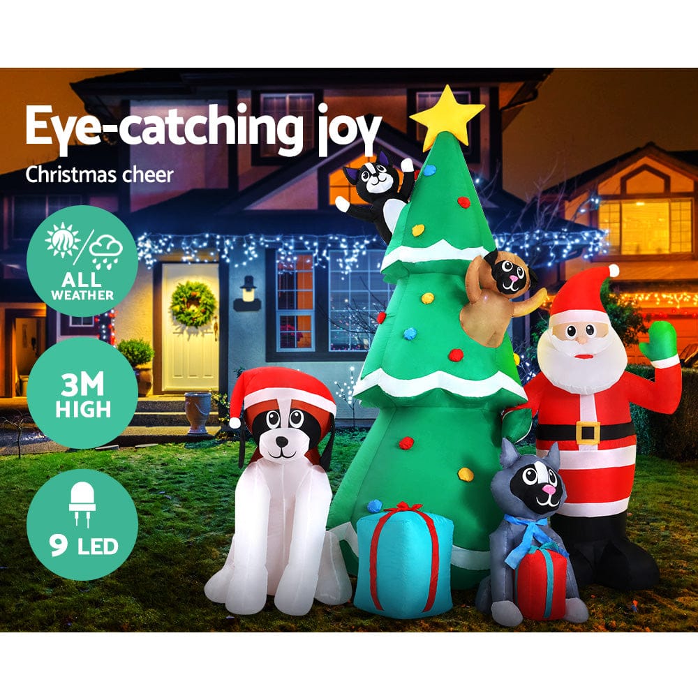 Jingle Jollys Occasions > Christmas > Christmas Decorations Jingle Jollys Christmas Inflatable Santa Tree 3M Illuminated Decorations