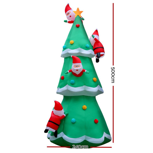 Jingle Jollys Occasions > Christmas > Christmas Decorations Jingle Jollys Christmas Inflatable Santa Tree 5M Illuminated Decorations