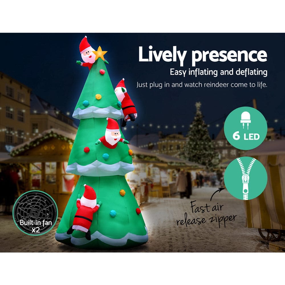Jingle Jollys Occasions > Christmas > Christmas Decorations Jingle Jollys Christmas Inflatable Santa Tree 5M Illuminated Decorations