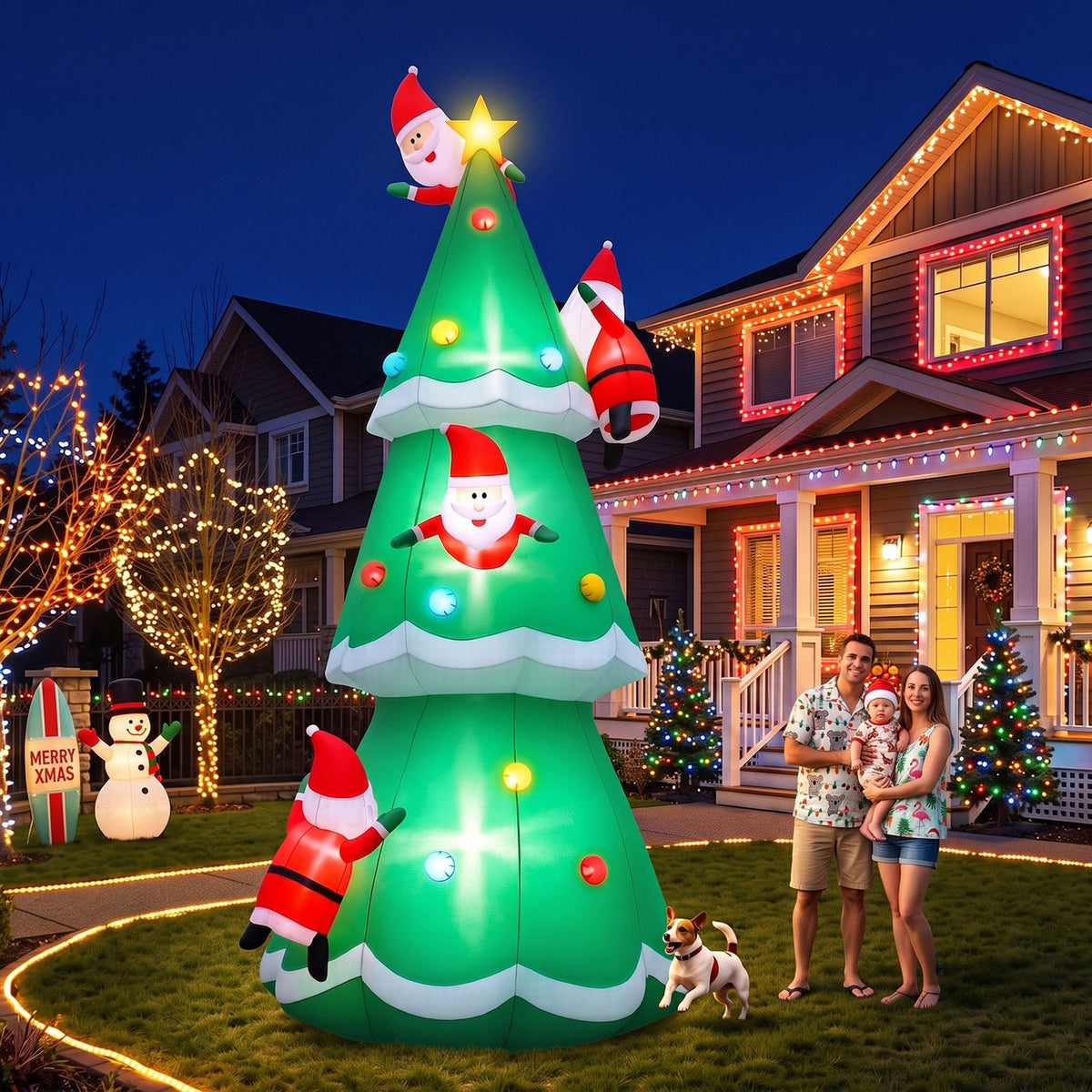 Jingle Jollys Occasions > Christmas > Christmas Decorations Jingle Jollys Christmas Inflatable Santa Tree 5M Illuminated Decorations