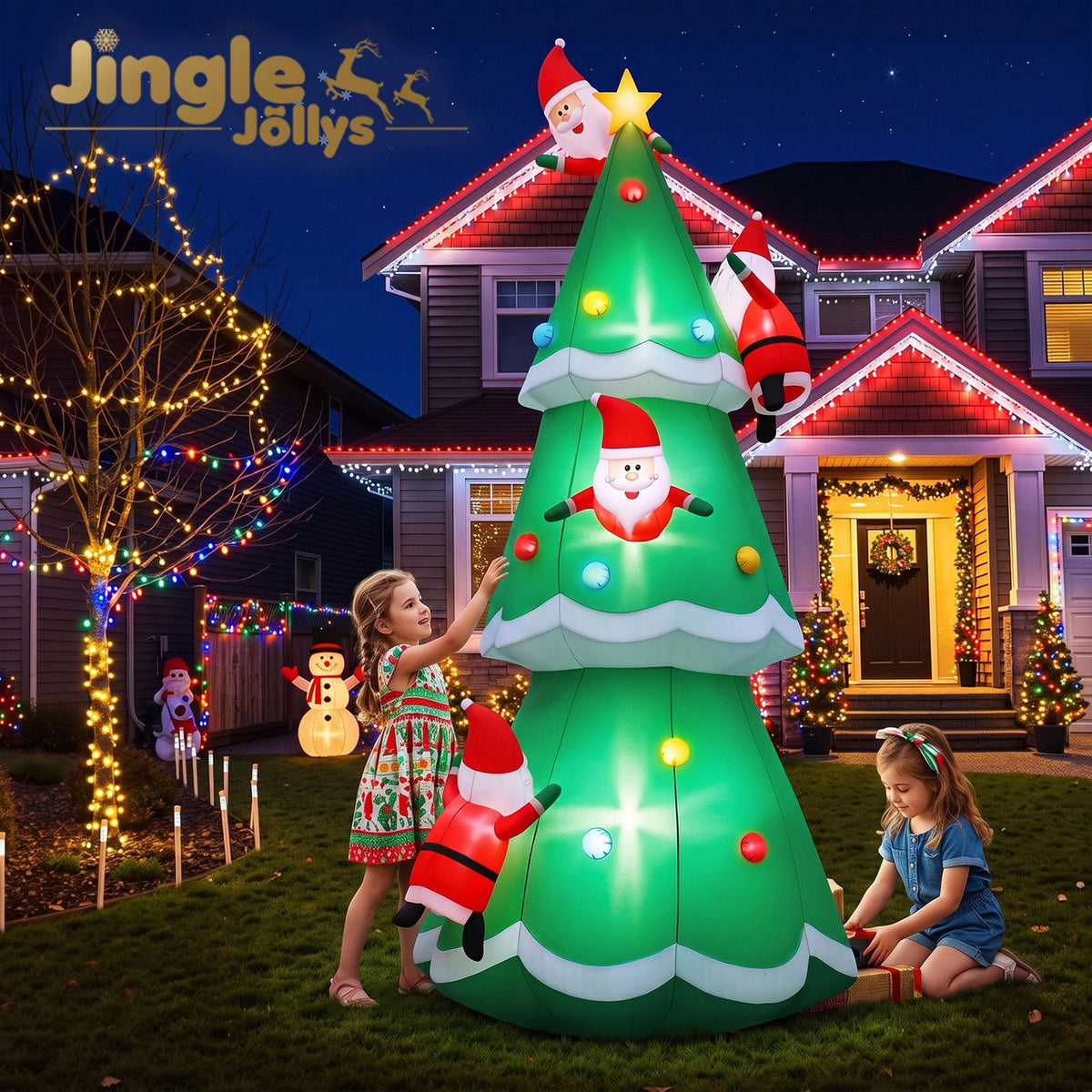 Jingle Jollys Occasions > Christmas > Christmas Decorations Jingle Jollys Christmas Inflatable Santa Tree 5M Illuminated Decorations
