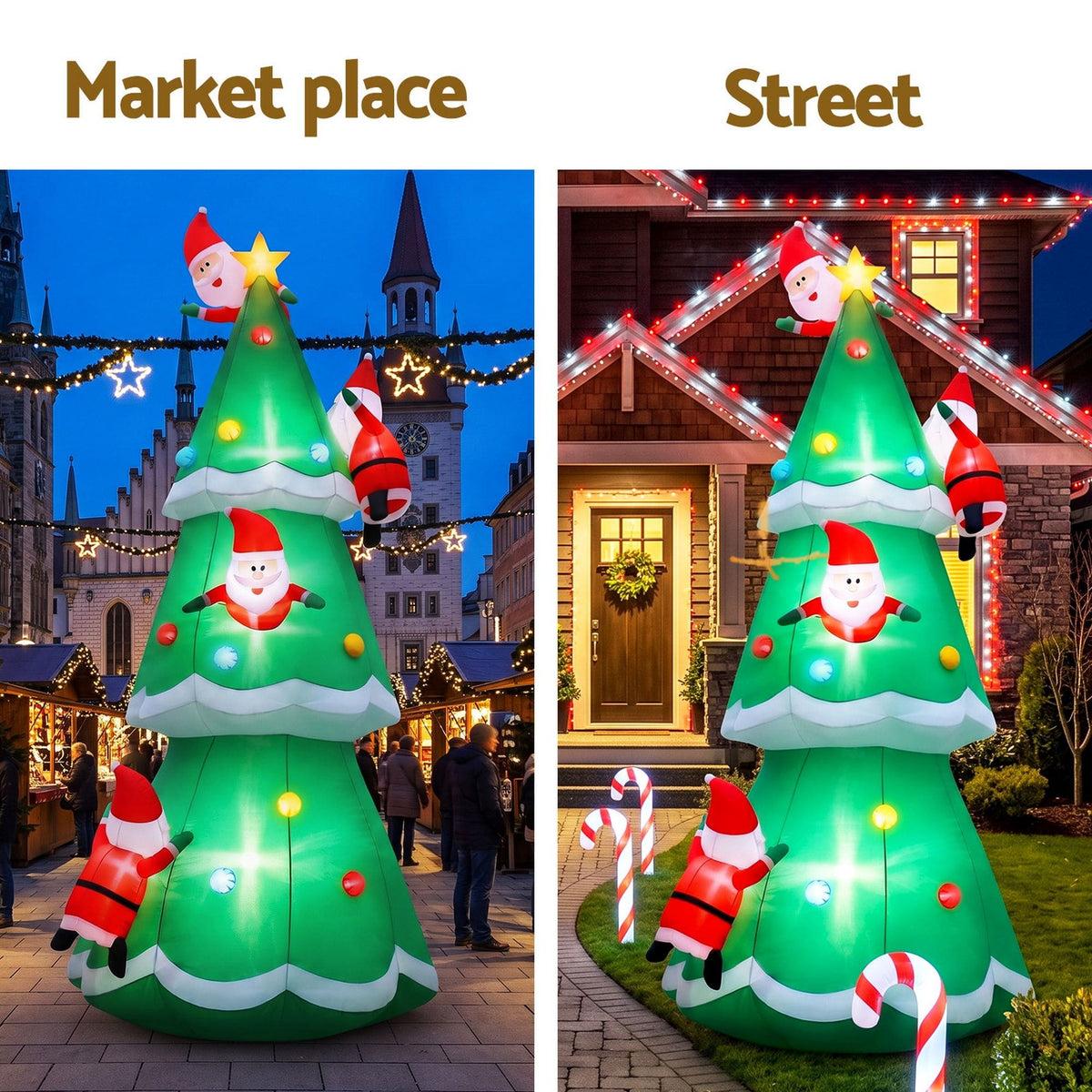 Jingle Jollys Occasions > Christmas > Christmas Decorations Jingle Jollys Christmas Inflatable Santa Tree 5M Illuminated Decorations