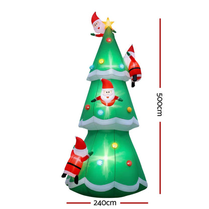 Jingle Jollys Occasions > Christmas > Christmas Decorations Jingle Jollys Christmas Inflatable Santa Tree 5M Illuminated Decorations