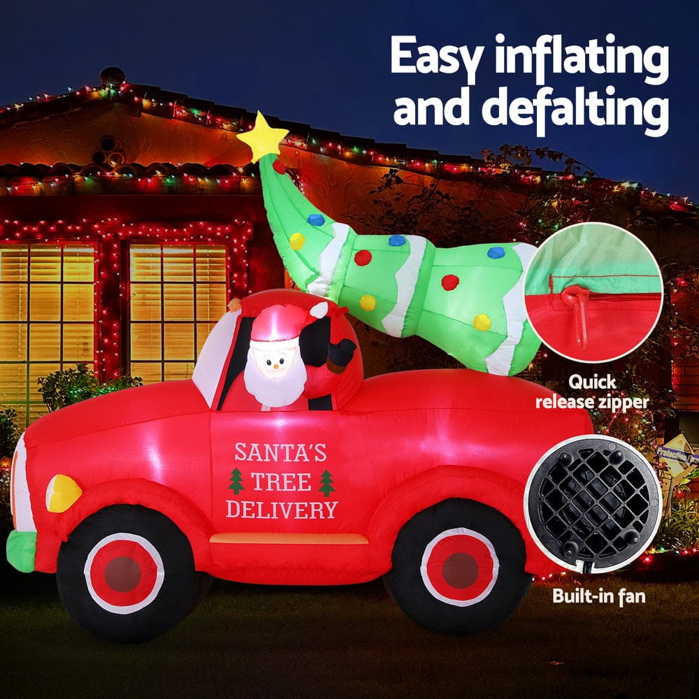 Jingle Jollys Occasions > Christmas > Christmas Decorations Jingle Jollys Christmas Inflatable Santa Truck 1.6M Height LED Decorations Illuminated