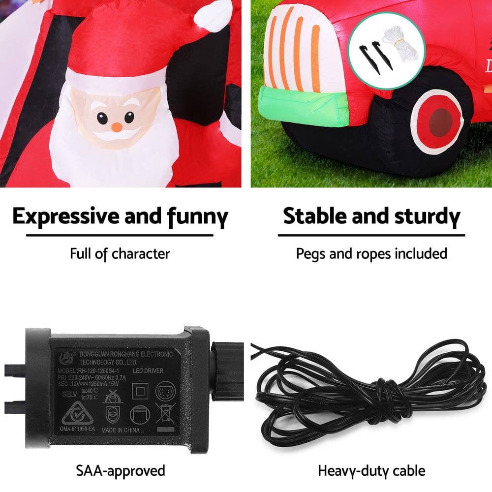 Jingle Jollys Occasions > Christmas > Christmas Decorations Jingle Jollys Christmas Inflatable Santa Truck 1.6M Height LED Decorations Illuminated