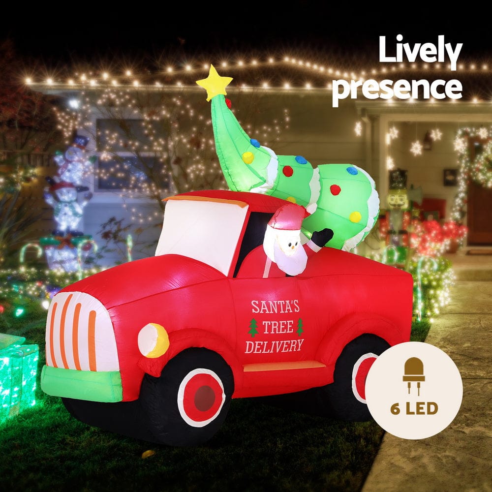 Jingle Jollys Occasions > Christmas > Christmas Decorations Jingle Jollys Christmas Inflatable Santa Truck 1.6M Height LED Decorations Illuminated