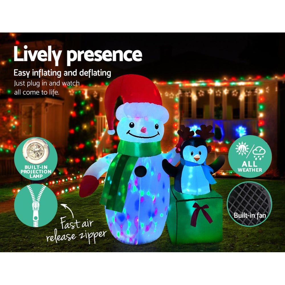 Jingle Jollys Occasions > Christmas > Christmas Decorations Jingle Jollys Christmas Inflatable Snowman 1.8M Illuminated Decorations