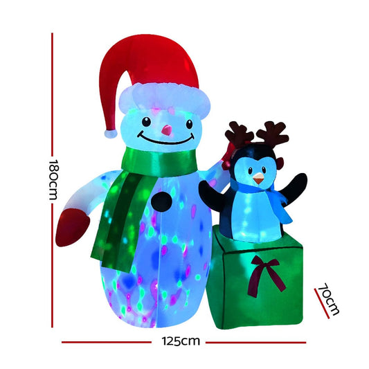 Jingle Jollys Occasions > Christmas > Christmas Decorations Jingle Jollys Christmas Inflatable Snowman 1.8M Illuminated Decorations