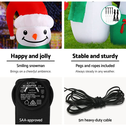 Jingle Jollys Occasions > Christmas > Christmas Decorations Jingle Jollys Christmas Inflatable Snowman 1.8M Illuminated Decorations