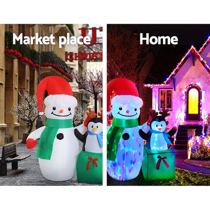 Jingle Jollys Occasions > Christmas > Christmas Decorations Jingle Jollys Christmas Inflatable Snowman 1.8M Illuminated Decorations