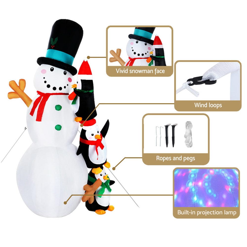 Jingle Jollys Occasions > Christmas > Christmas Decorations Jingle Jollys Christmas Inflatable Snowman 2.4M Illuminated Decorations