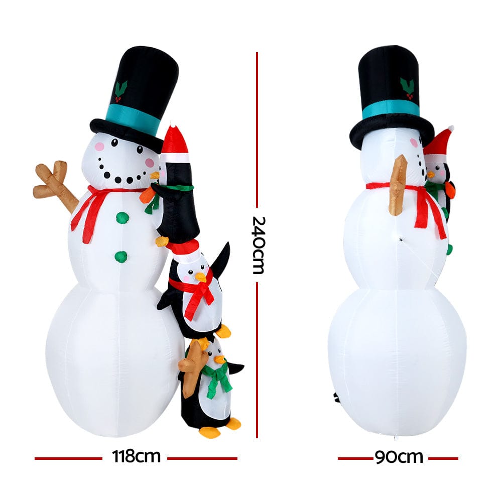 Jingle Jollys Occasions > Christmas > Christmas Decorations Jingle Jollys Christmas Inflatable Snowman 2.4M Illuminated Decorations