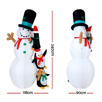 Jingle Jollys Occasions > Christmas > Christmas Decorations Jingle Jollys Christmas Inflatable Snowman 2.4M Illuminated Decorations