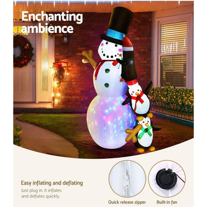 Jingle Jollys Occasions > Christmas > Christmas Decorations Jingle Jollys Christmas Inflatable Snowman 2.4M Illuminated Decorations