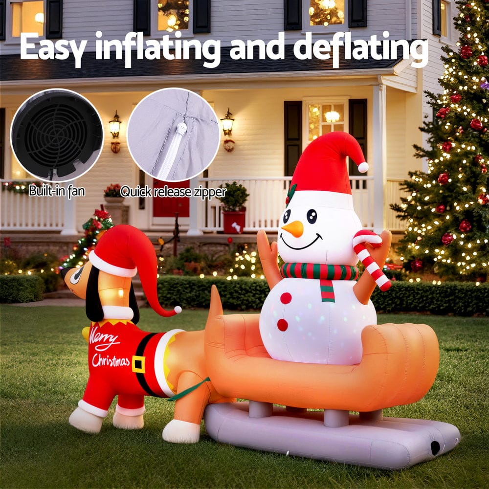 Jingle Jollys Occasions > Christmas > Christmas Decorations Jingle Jollys Christmas Inflatable Snowman Dog 4.2M Tall Outdoor Decorations Illuminated