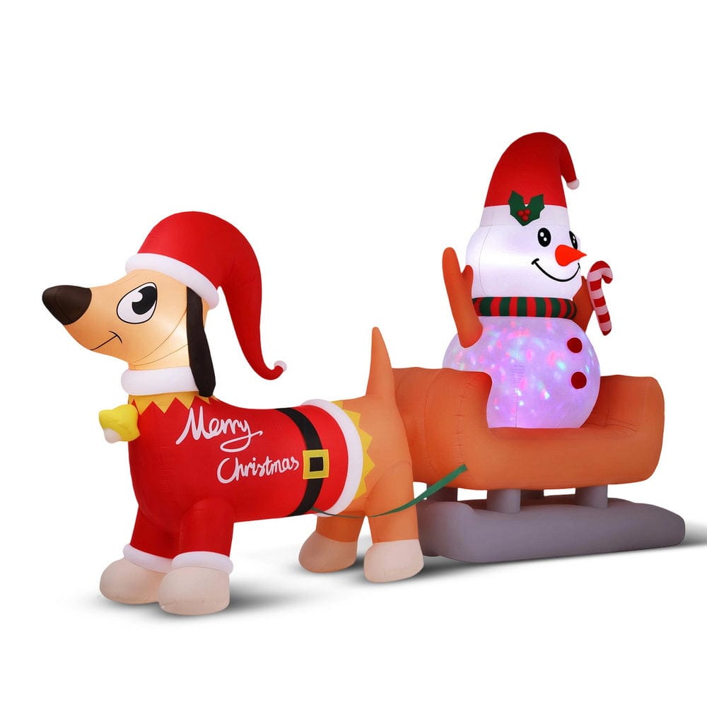 Jingle Jollys Occasions > Christmas > Christmas Decorations Jingle Jollys Christmas Inflatable Snowman Dog 4.2M Tall Outdoor Decorations Illuminated