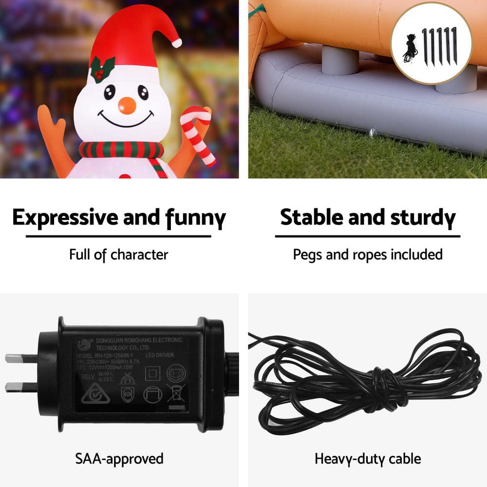 Jingle Jollys Occasions > Christmas > Christmas Decorations Jingle Jollys Christmas Inflatable Snowman Dog 4.2M Tall Outdoor Decorations Illuminated