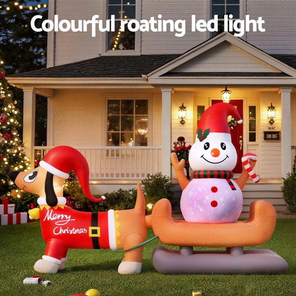 Jingle Jollys Occasions > Christmas > Christmas Decorations Jingle Jollys Christmas Inflatable Snowman Dog 4.2M Tall Outdoor Decorations Illuminated